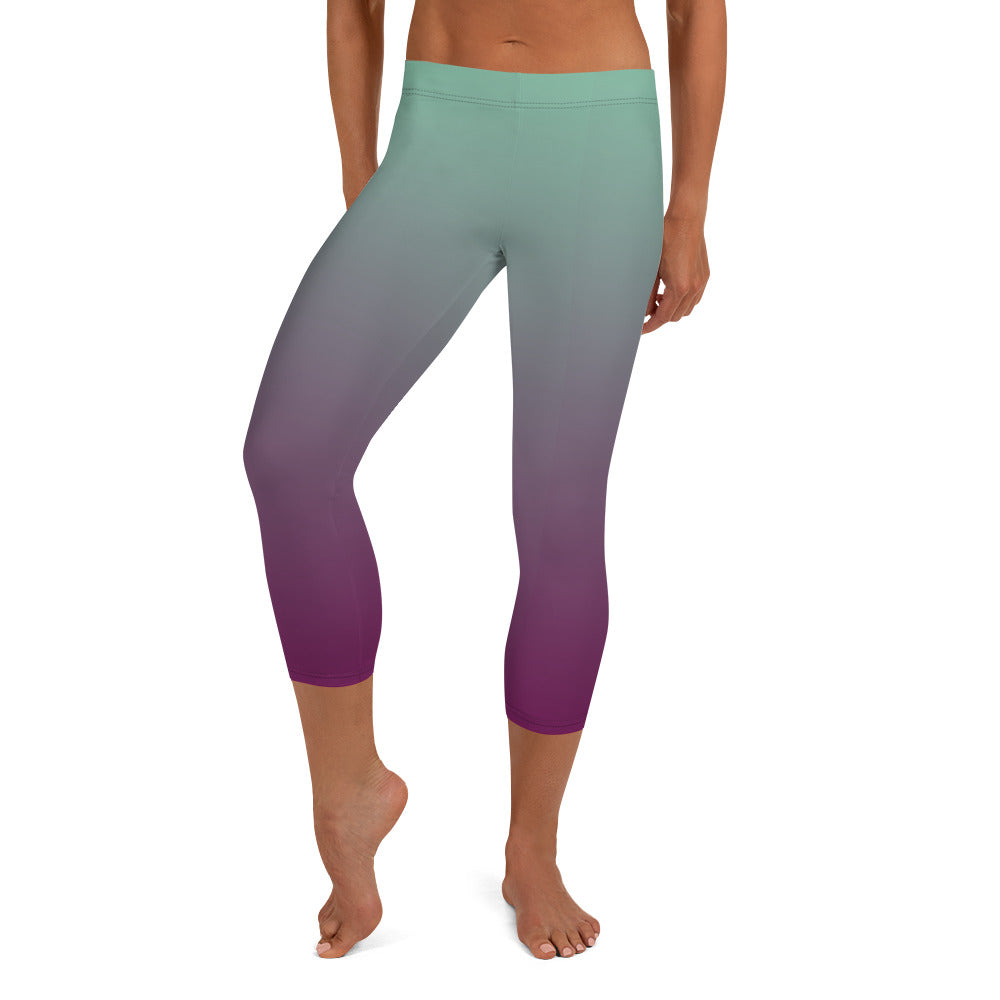 Wineberry Blossom Women's Capri Leggings - FLAKOUT