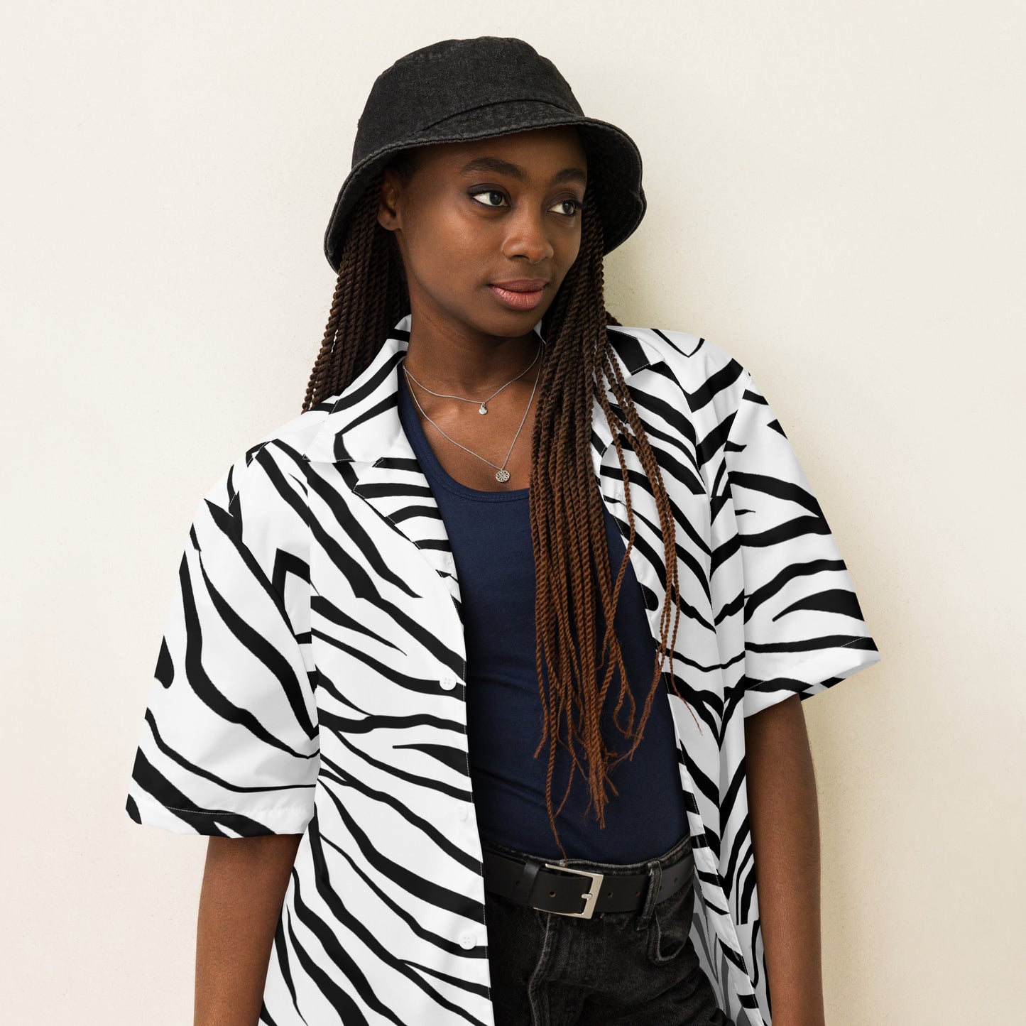 Striped Zebra Vibrance Button Shirt - FLAKOUT