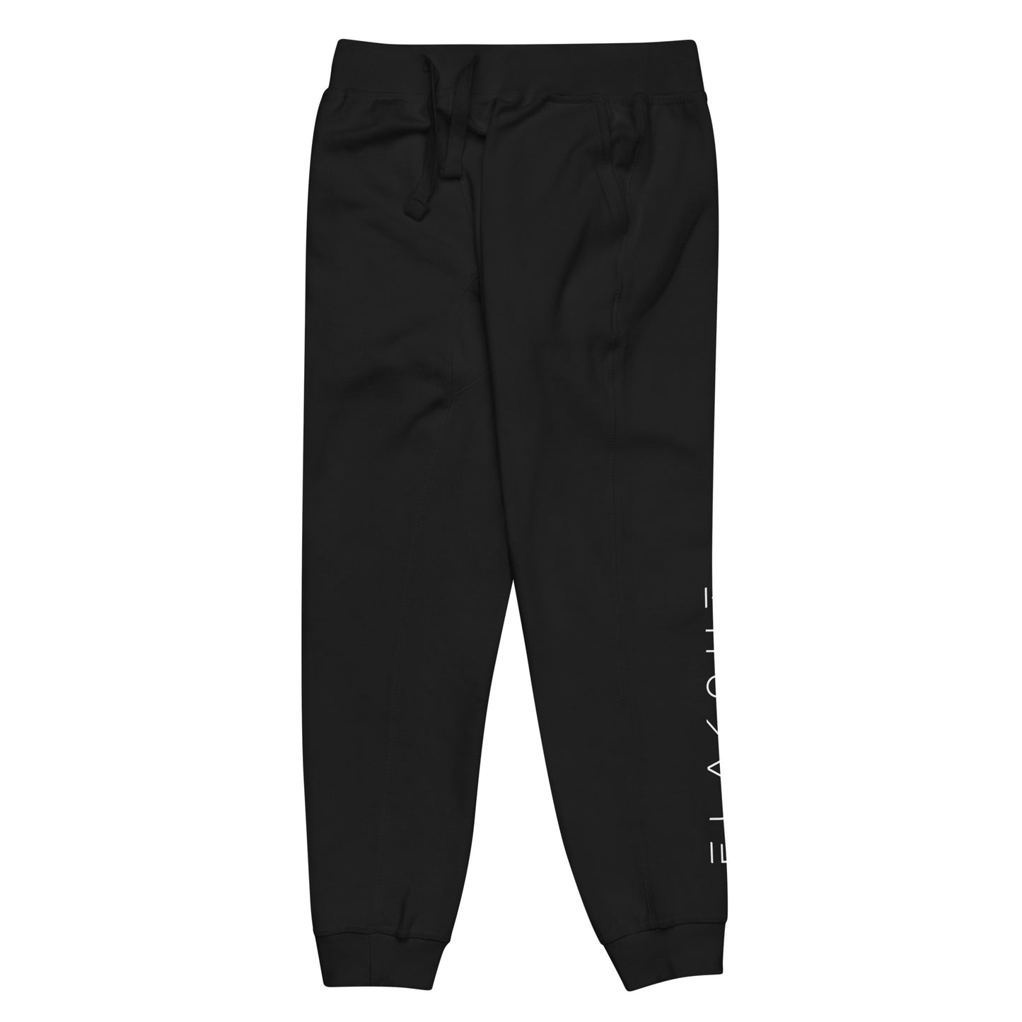 FLAKOUT Logo Back Leg Unisex Fleece Sweatpants - Black - FLAKOUT