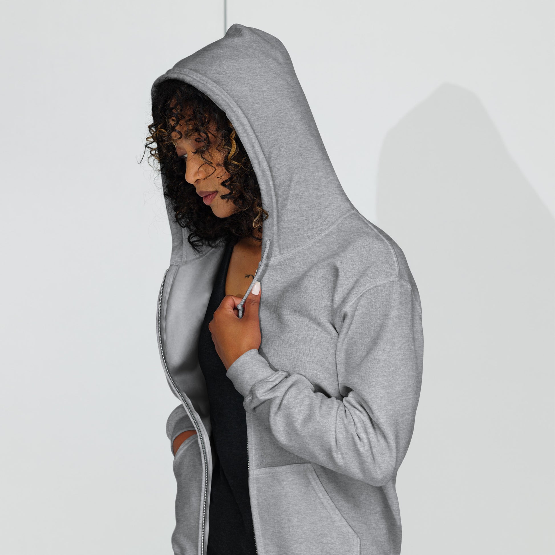 Celestial Heliacal Glow Heavy Harmony Fusion Zip Hoodie - Sport Grey - FLAKOUT