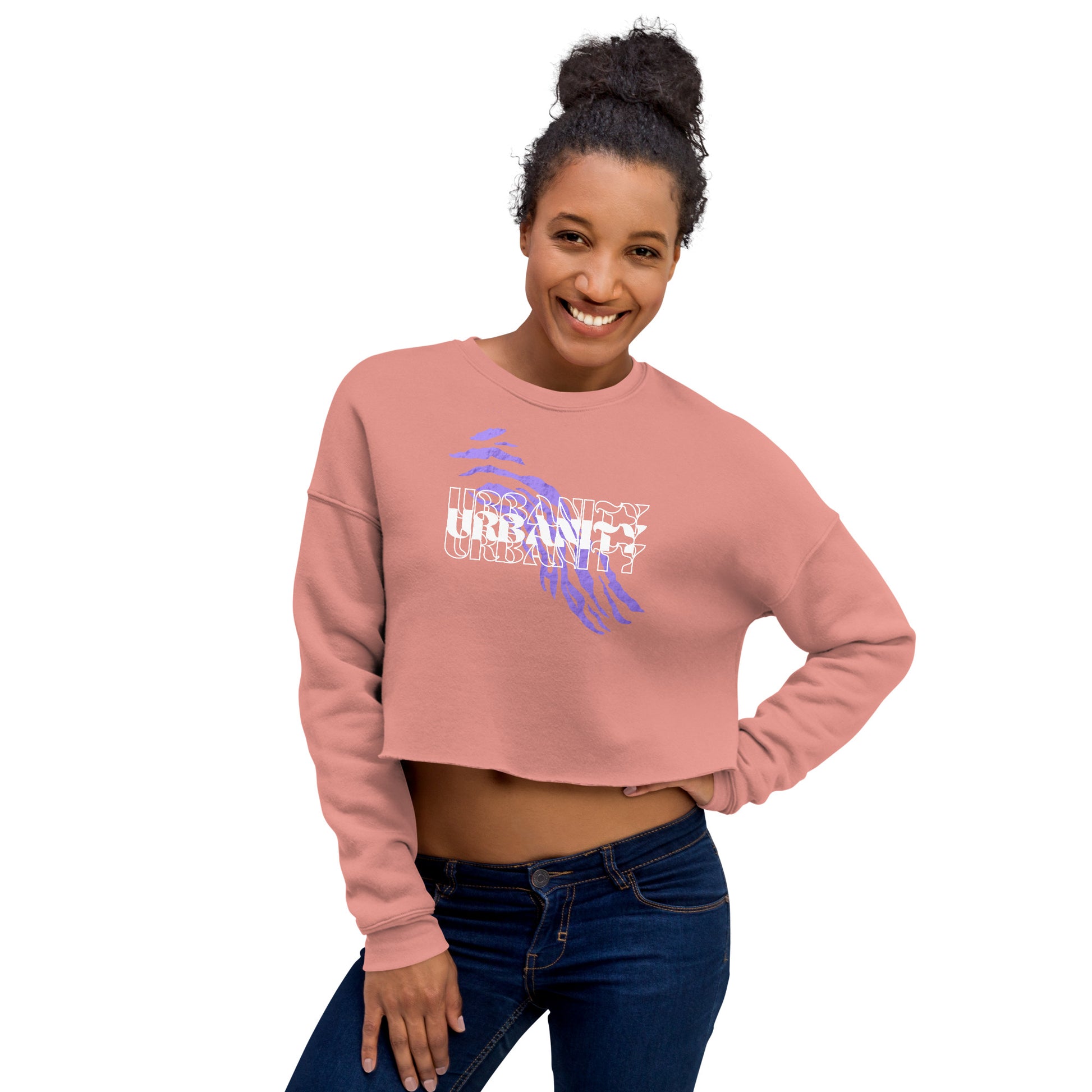 Streetwise Urbanity Women's Crop Sweatshirt - Mauve - FLAKOUT