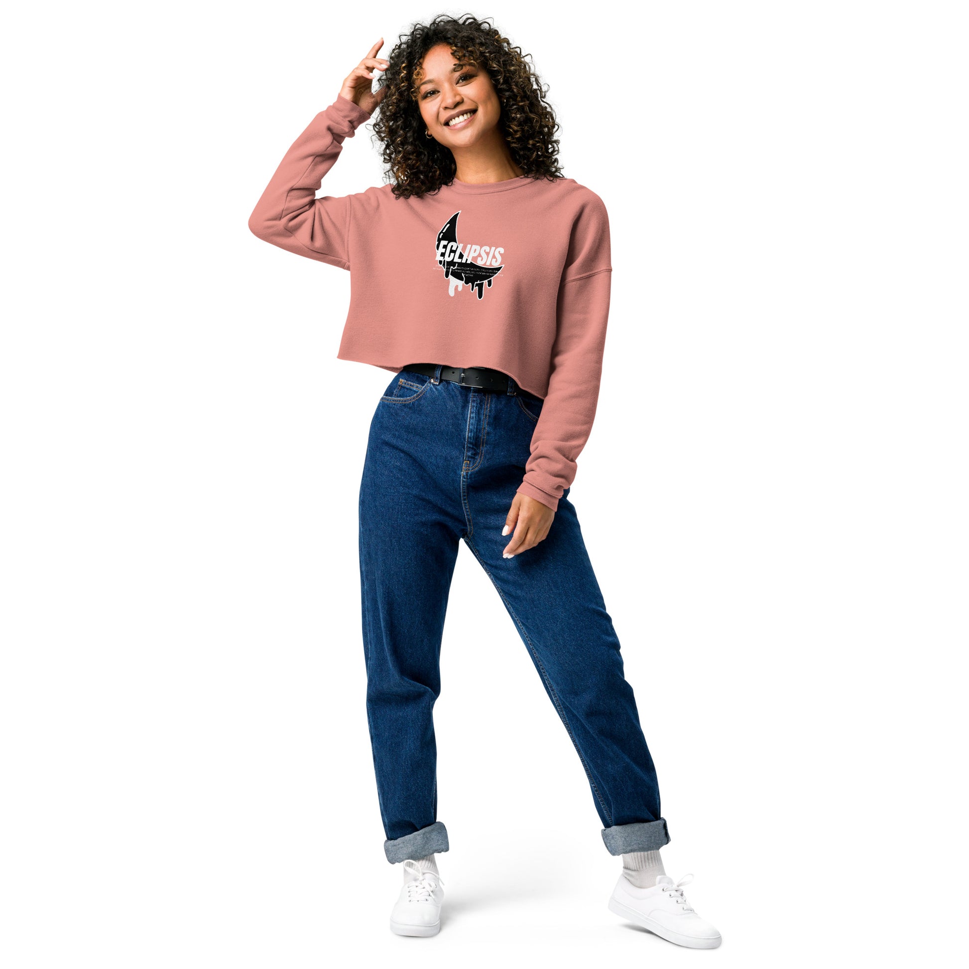 Lunar Eclipsis Women's Crop Sweatshirt - Mauve - FLAKOUT